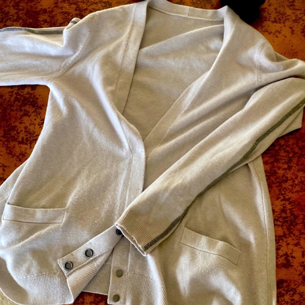 🥰😍Brunello cusinelli cashmere cardigan W Signature monilli sleeves arm Pit 16'